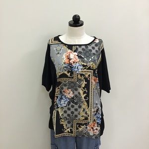 Plus Goddess Black Blouse With Front Design 1X XXL